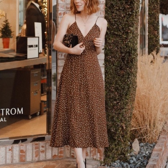 Ali Golden Brown Polka Dot Wrap Tank Dress XS - Picture 5 of 12